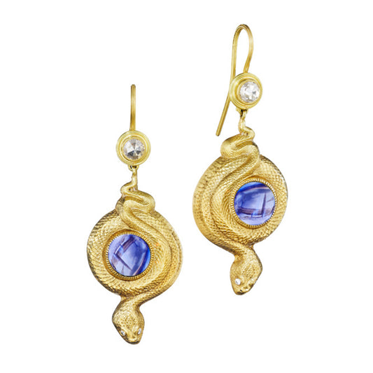 Coiled Serpent Hanging Earrings