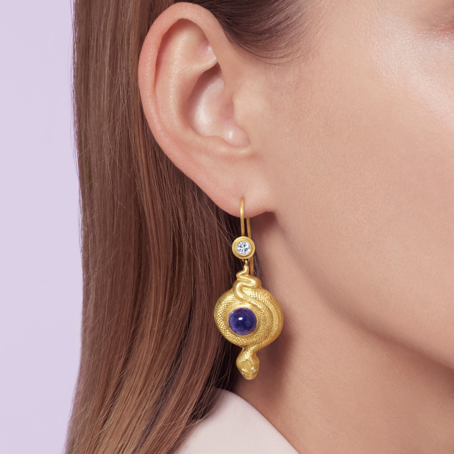 Coiled Serpent Hanging Earrings