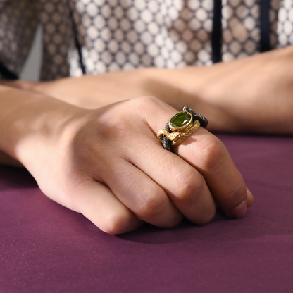 Green Tourmaline Fighting Vipers Ring