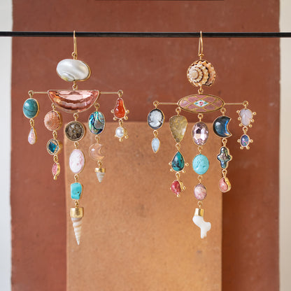 Multi Charm Balance Drop Earrings