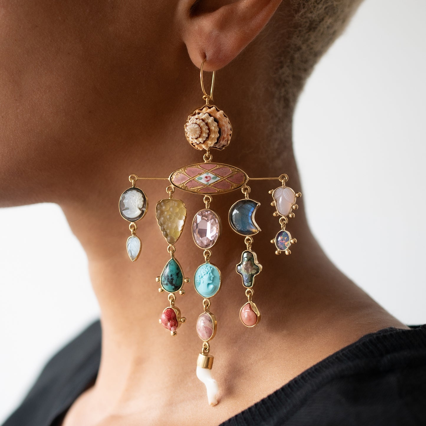 Multi Charm Balance Drop Earrings