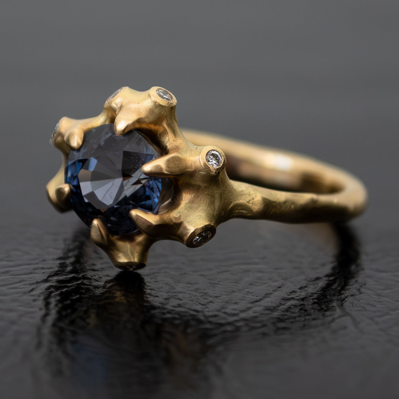 Blue Sapphire Barnacle Cluster Ring