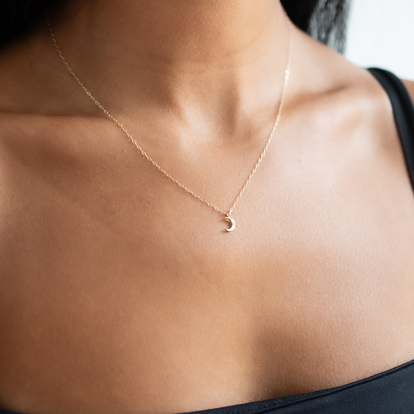 Tiny Gold Crescent Moon Necklace