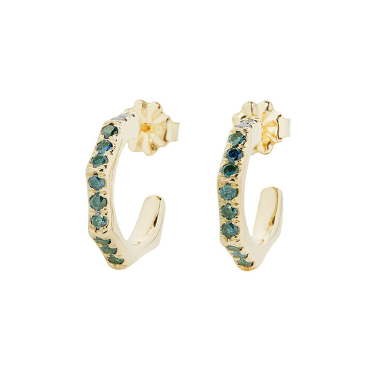 Teal Diamond Geometric Hoops