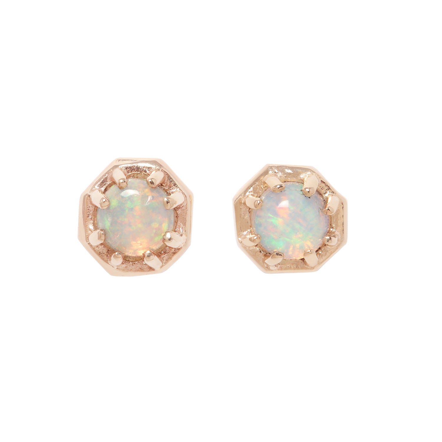 Tiny Opal Octagon Studs