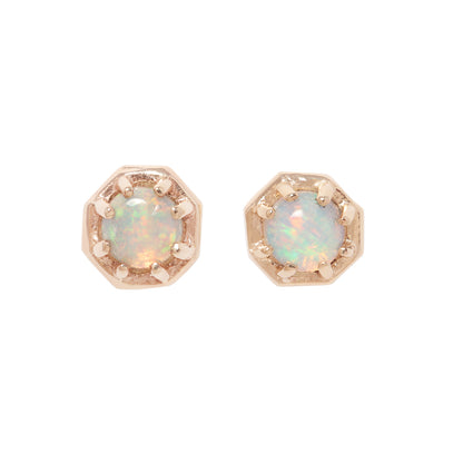 Tiny Opal Octagon Studs