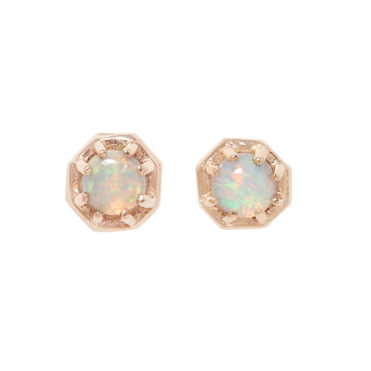 Tiny Opal Octagon Studs