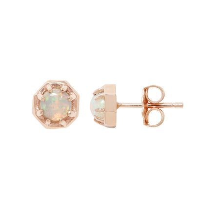 Tiny Opal Octagon Studs