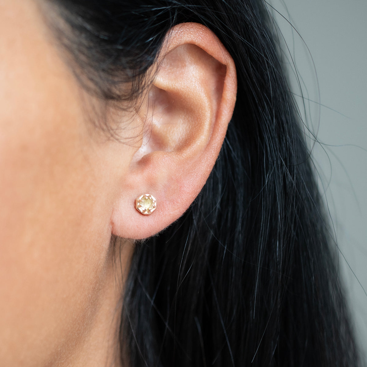 Small Rutilated Quartz Octagon Studs
