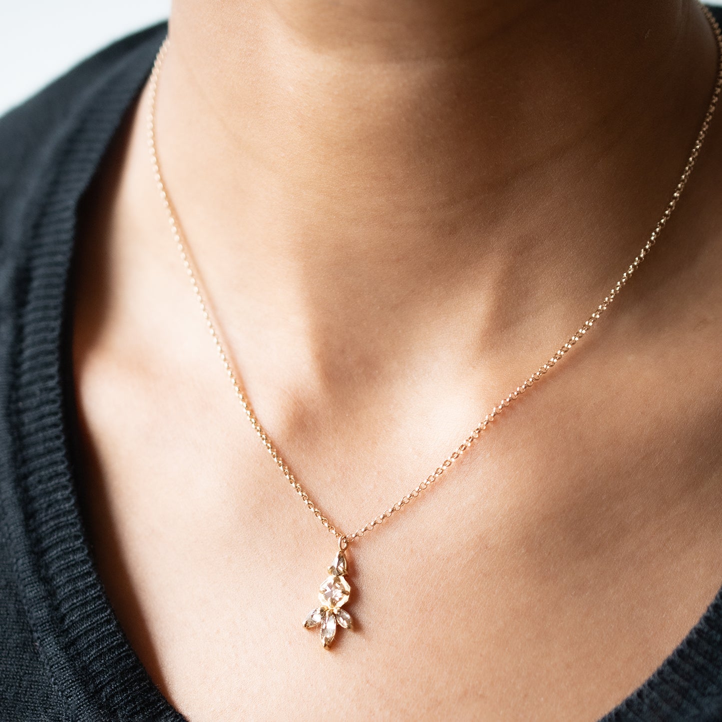 Multi Diamond Drop Necklace