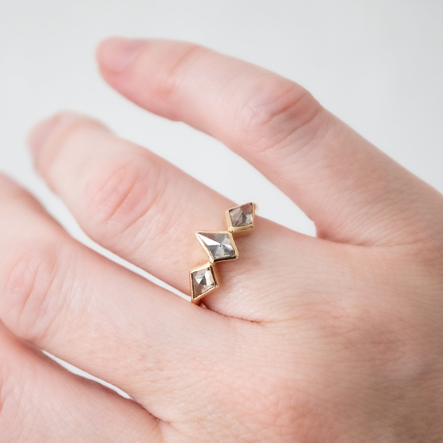 Smoky Diamond Kite Ring