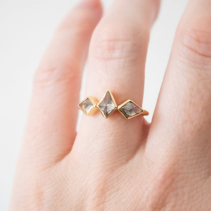 Smoky Diamond Kite Ring