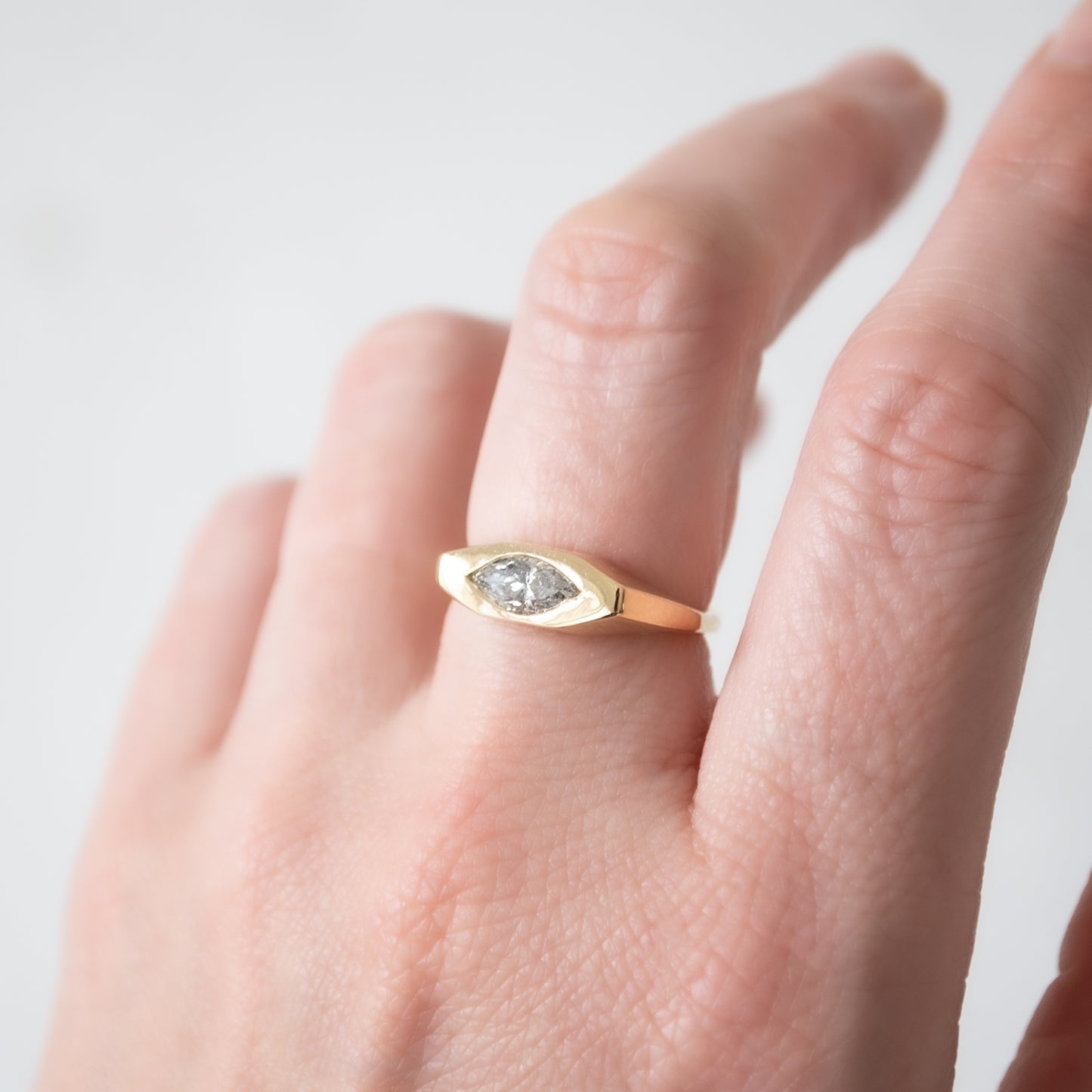 Speckled Eye Marquise Signet Ring