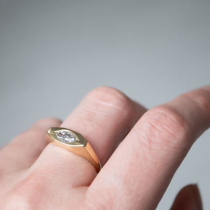 Speckled Eye Marquise Signet Ring