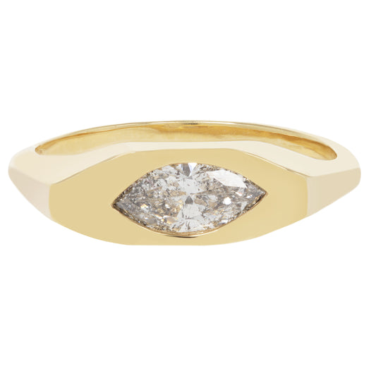 Misty Eye Marquise Signet Ring