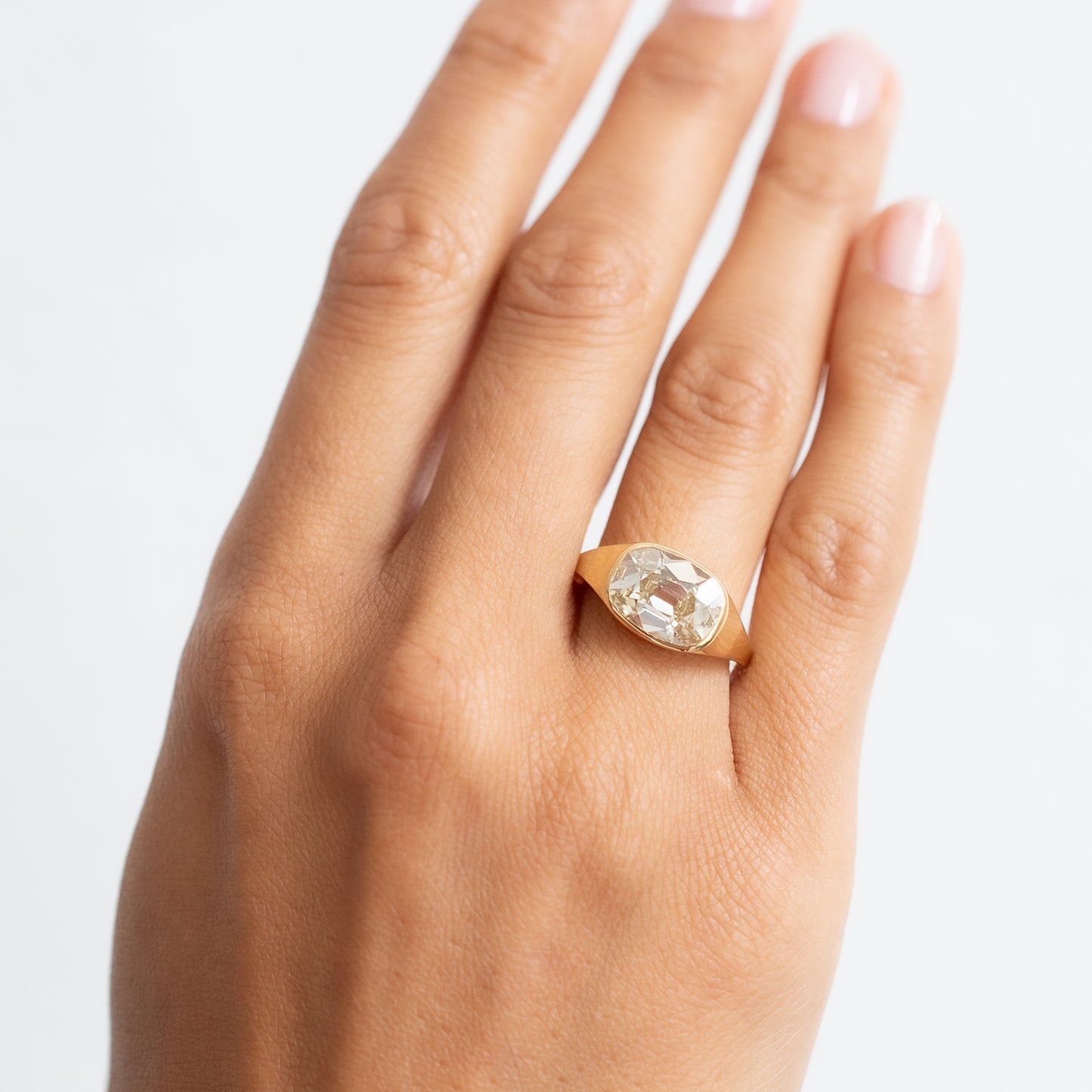 Yellow Diamond Oval Signet Ring