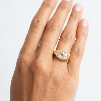 Yellow Diamond Oval Signet Ring