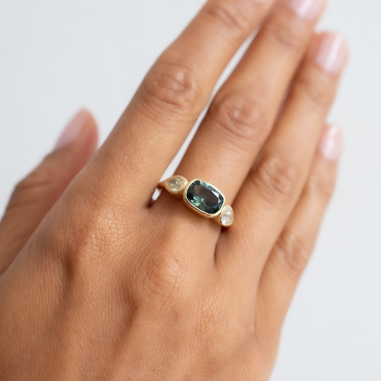 Eucalyptus Sapphire & Diamond Ring
