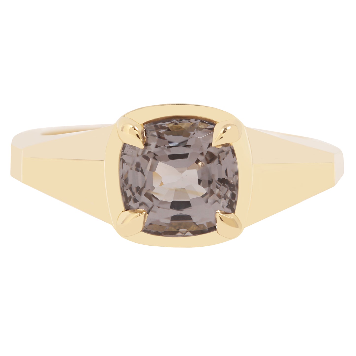 Lauren Wolf - Gold ring with a smoky gemstone on a white background