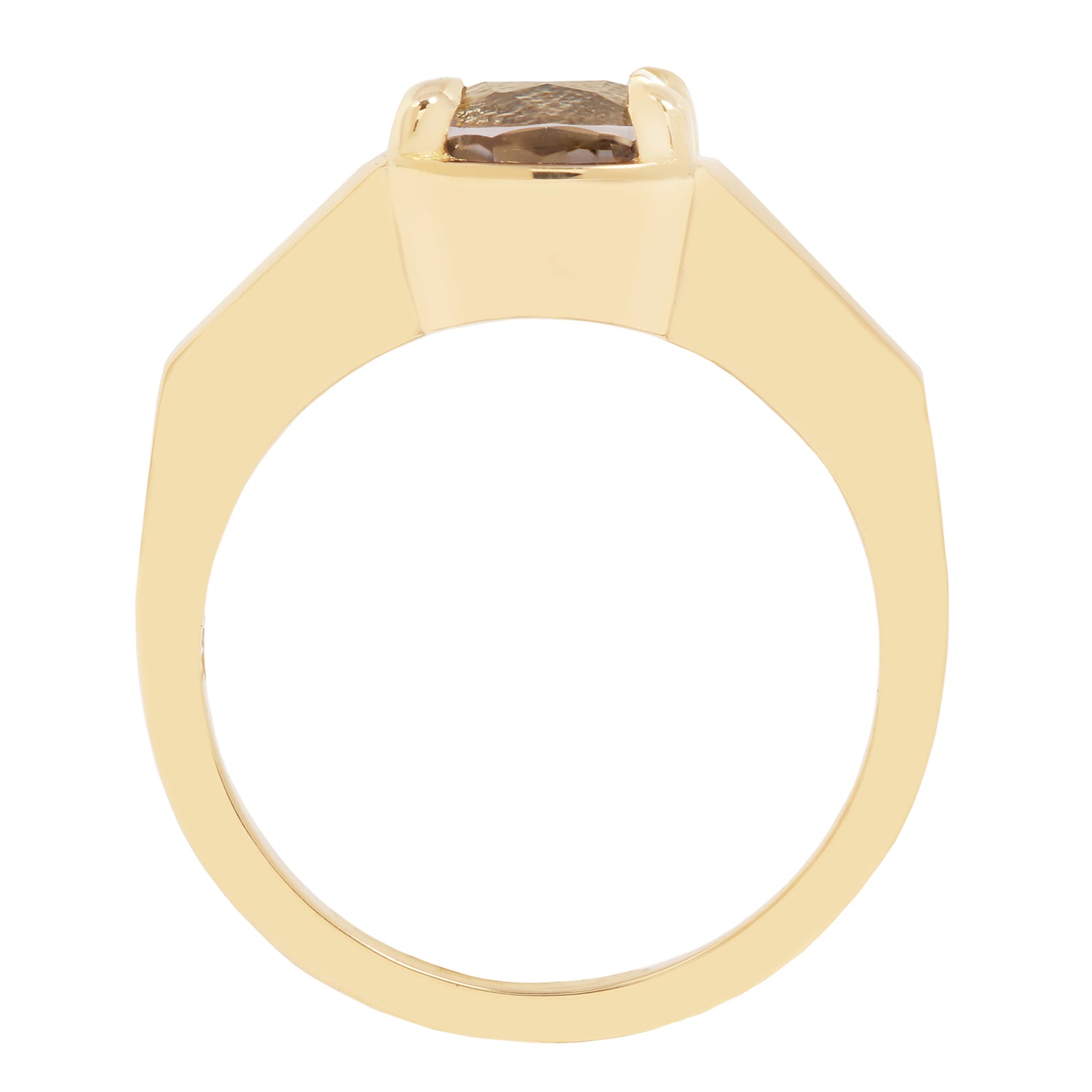Lauren Wolf - Gold ring with a central brown gemstone on a white background