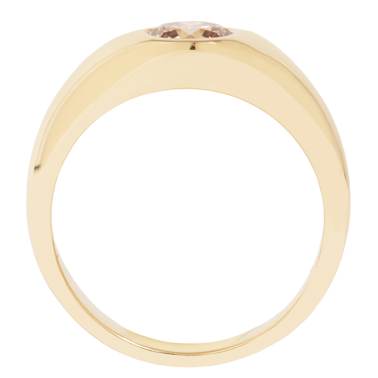Lauren Wolf - Gold ring with a central gemstone on a white background