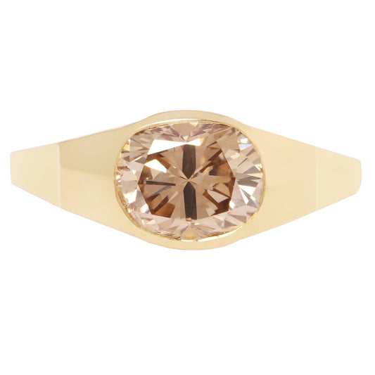 Cognac Diamond Signet Ring