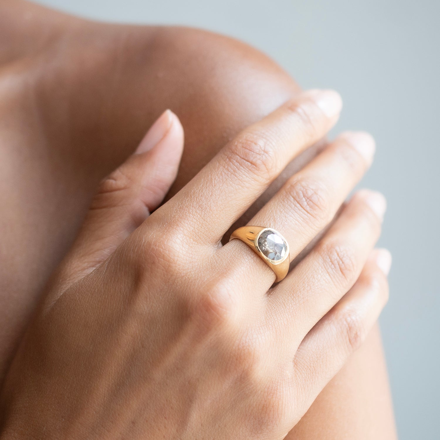 Speckled Diamond Strata Signet Ring