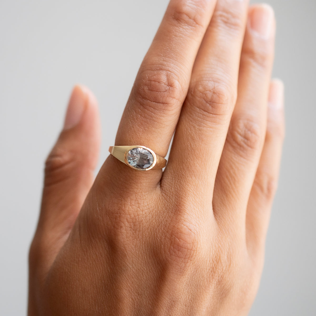 Teal Meadow Sapphire Signet Ring