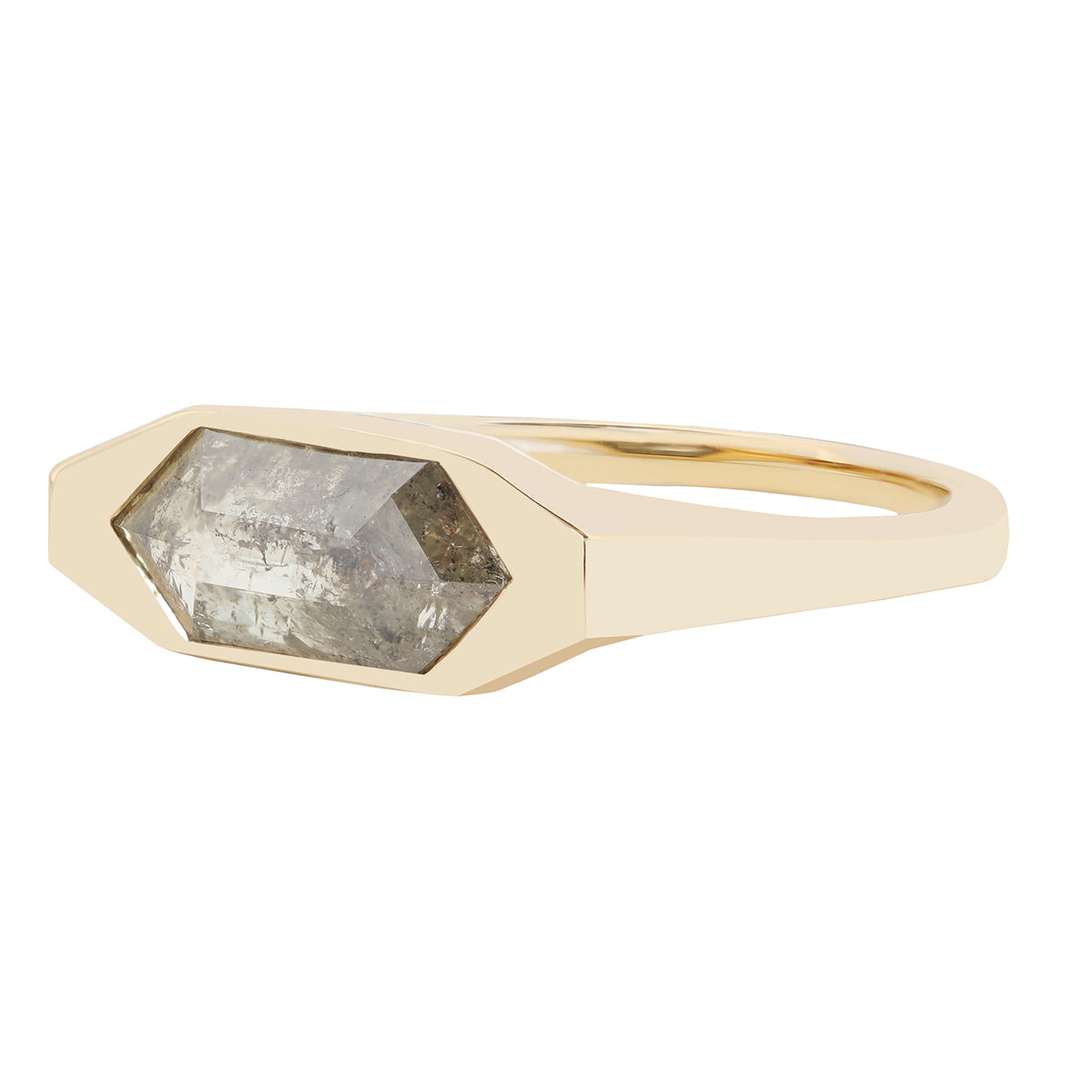 Moonlit Diamond Horizon Signet Ring