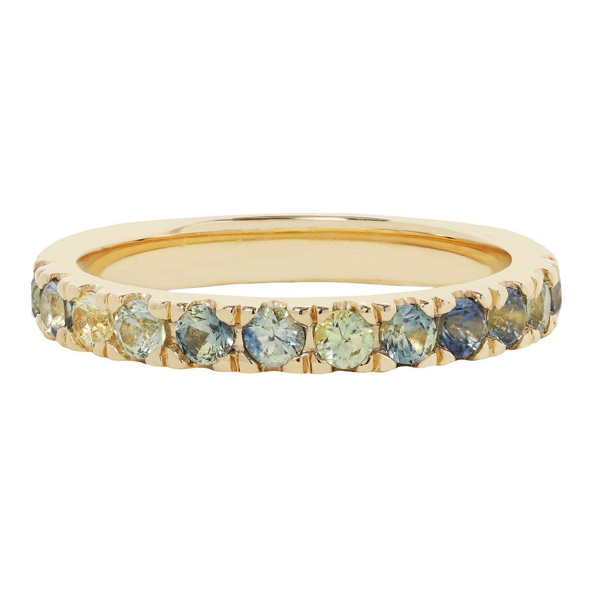 Watercolor Green Sapphire Half Eternity Band