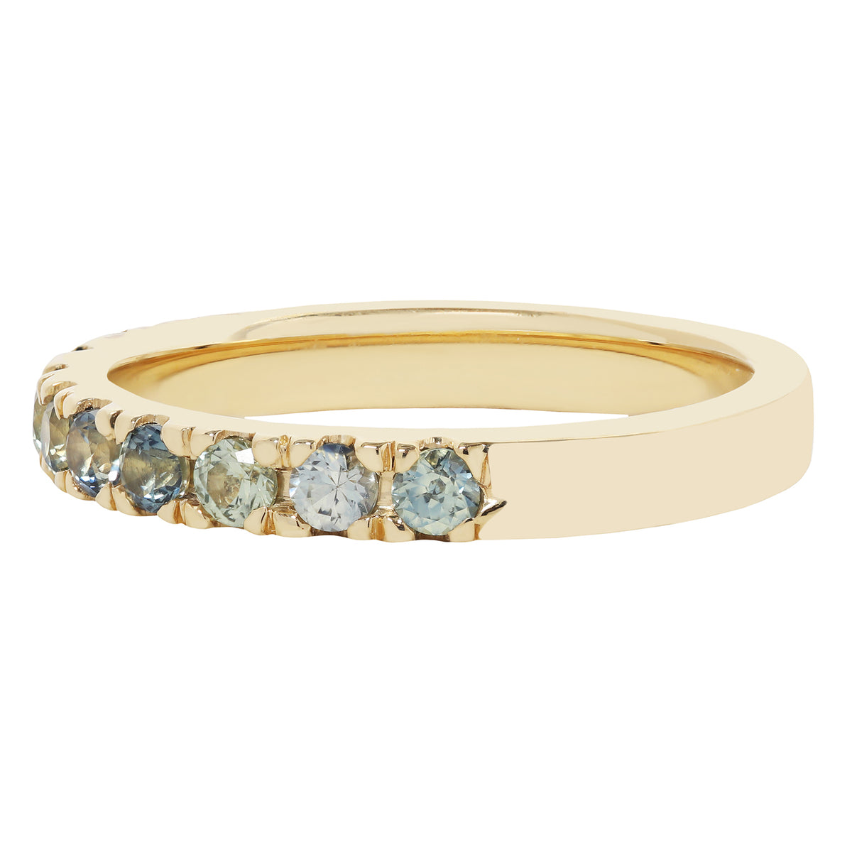 Watercolor Green Sapphire Half Eternity Band