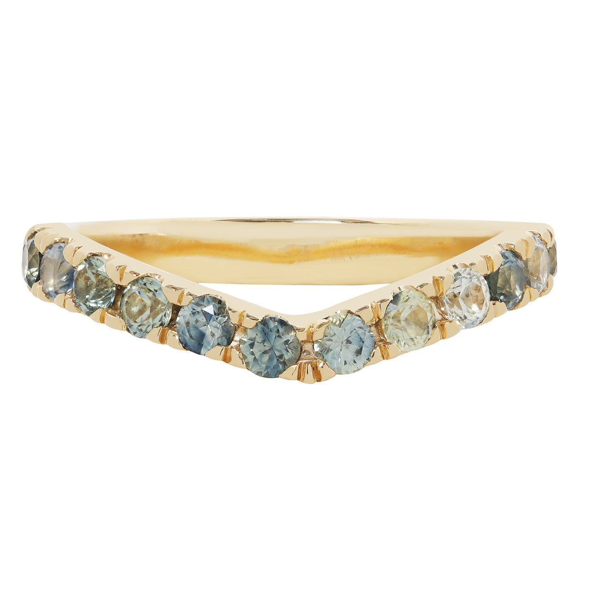 Watercolor Green Sapphire Wishbone Band