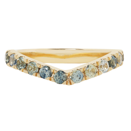 Watercolor Green Sapphire Wishbone Band