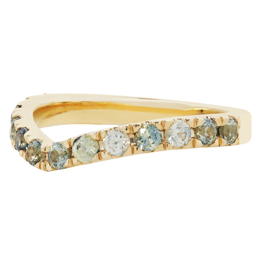 Watercolor Green Sapphire Wishbone Band