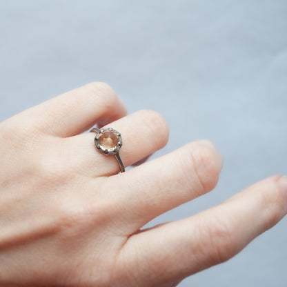 Champagne Quartz Silver Ring