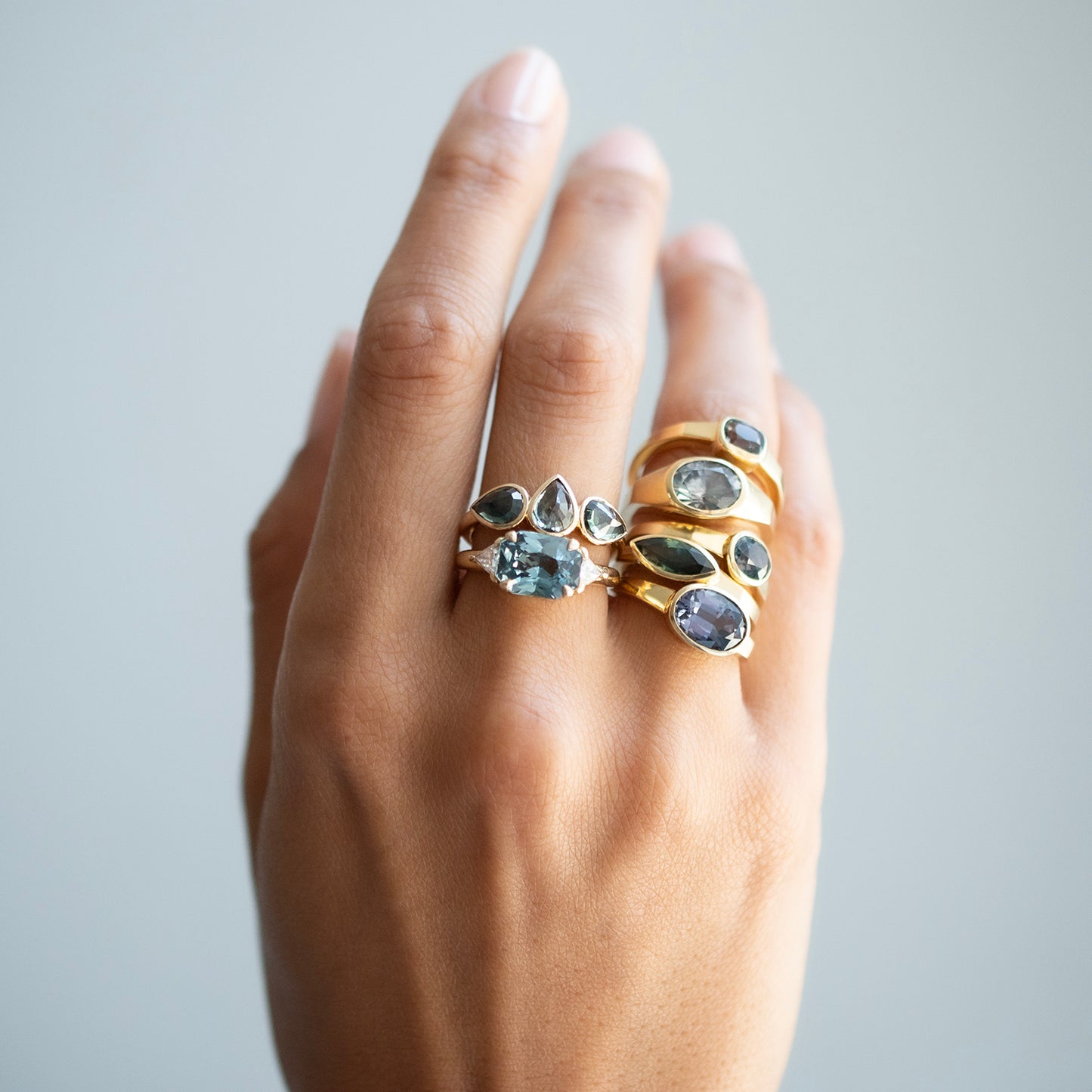 Ocean Blue Sapphire Mojave Ring