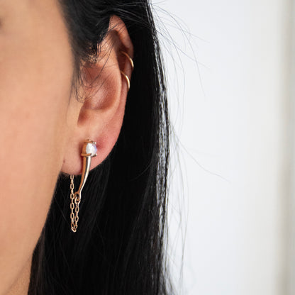 Gold Moonstone Torch Studs