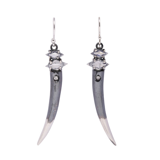 Moonstone & Diamond Torch Earrings