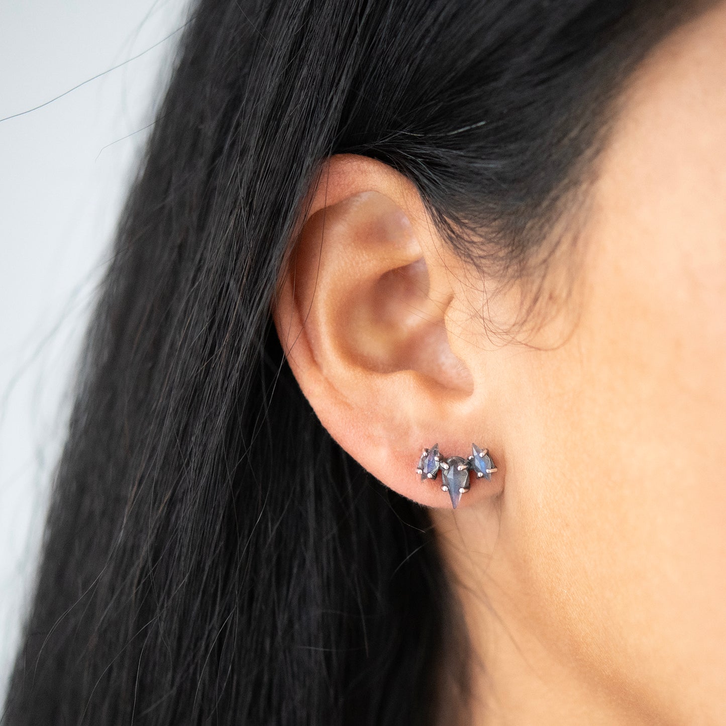 Labradorite Jagged Triple Stone Studs