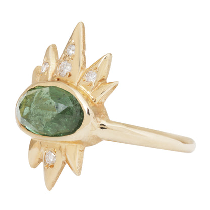 Tourmaline & Diamond Spike Ring