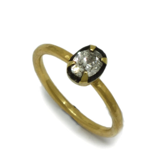 Oval Diamond Dark Halo Ring