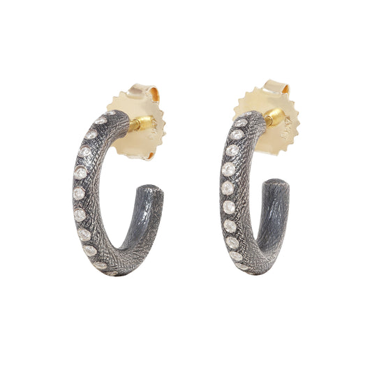 Medium White Diamond Bubble Hoops