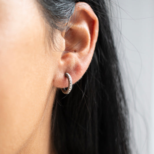 Medium White Diamond Bubble Hoops