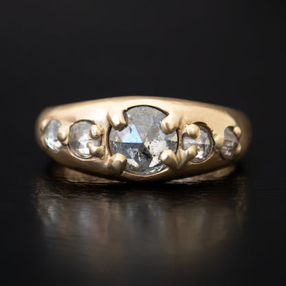 Five Light Gray Diamond Tapered Ring