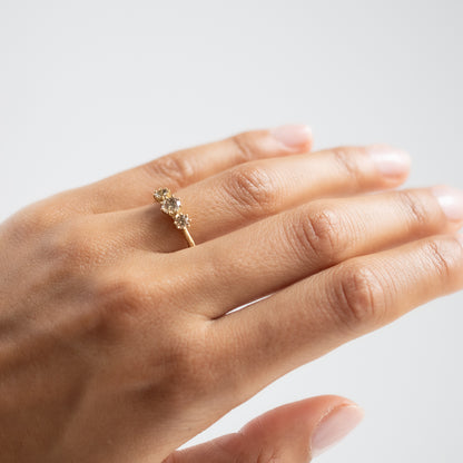 Triple Brown Diamond Blooming Ring