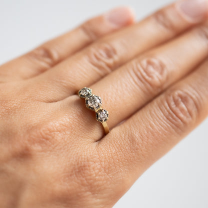 Triple Brown Diamond Hexagon Ring