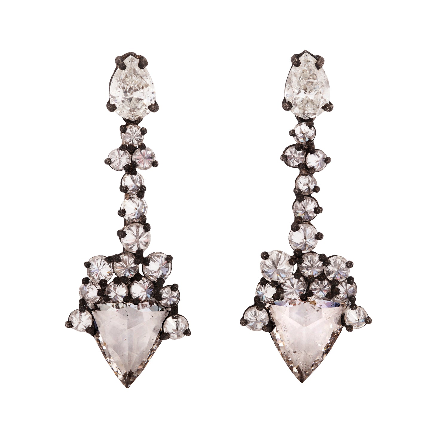 Diamond Cluster Arrow Earrings