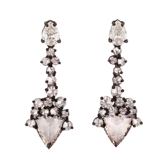 Diamond Cluster Arrow Earrings