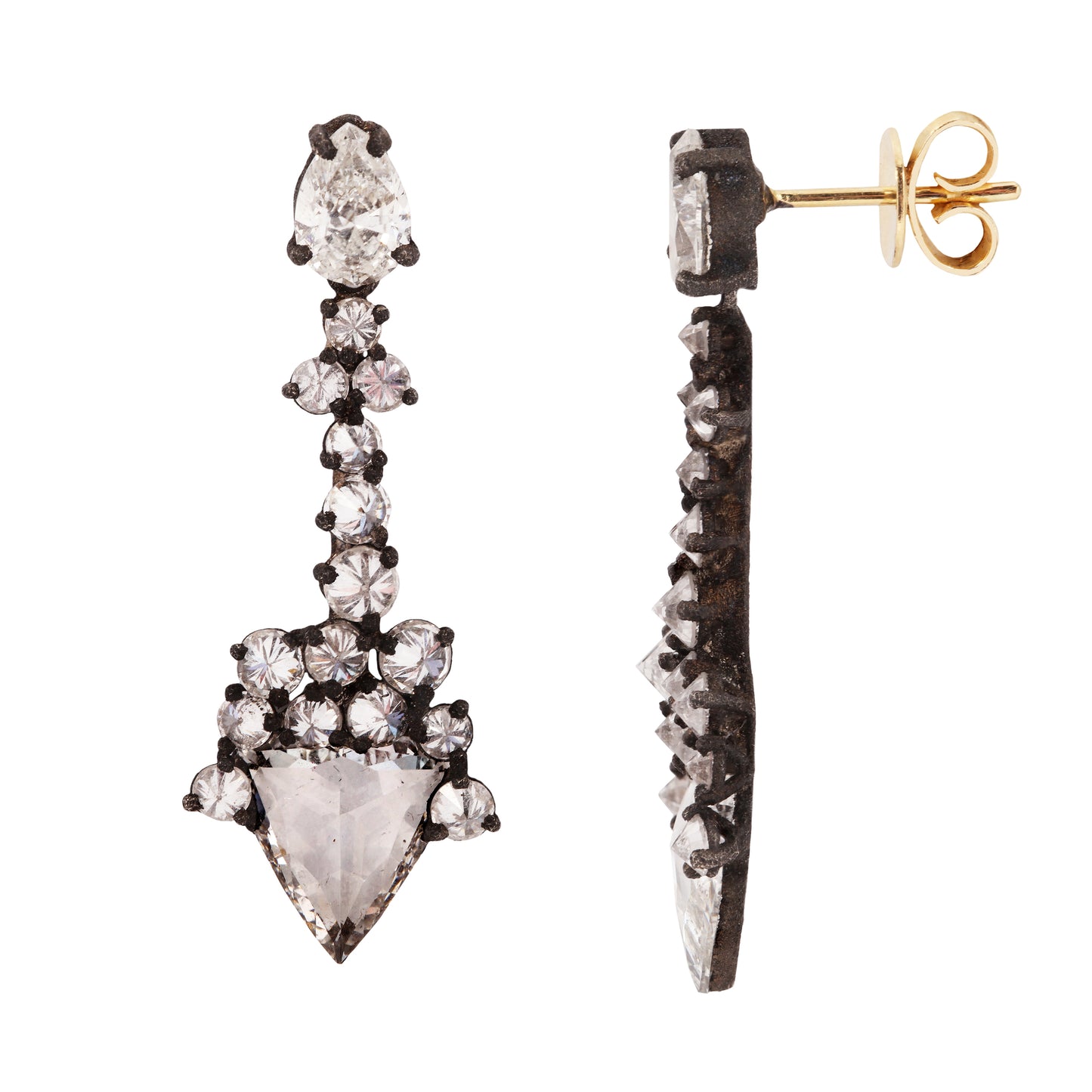 Diamond Cluster Arrow Earrings