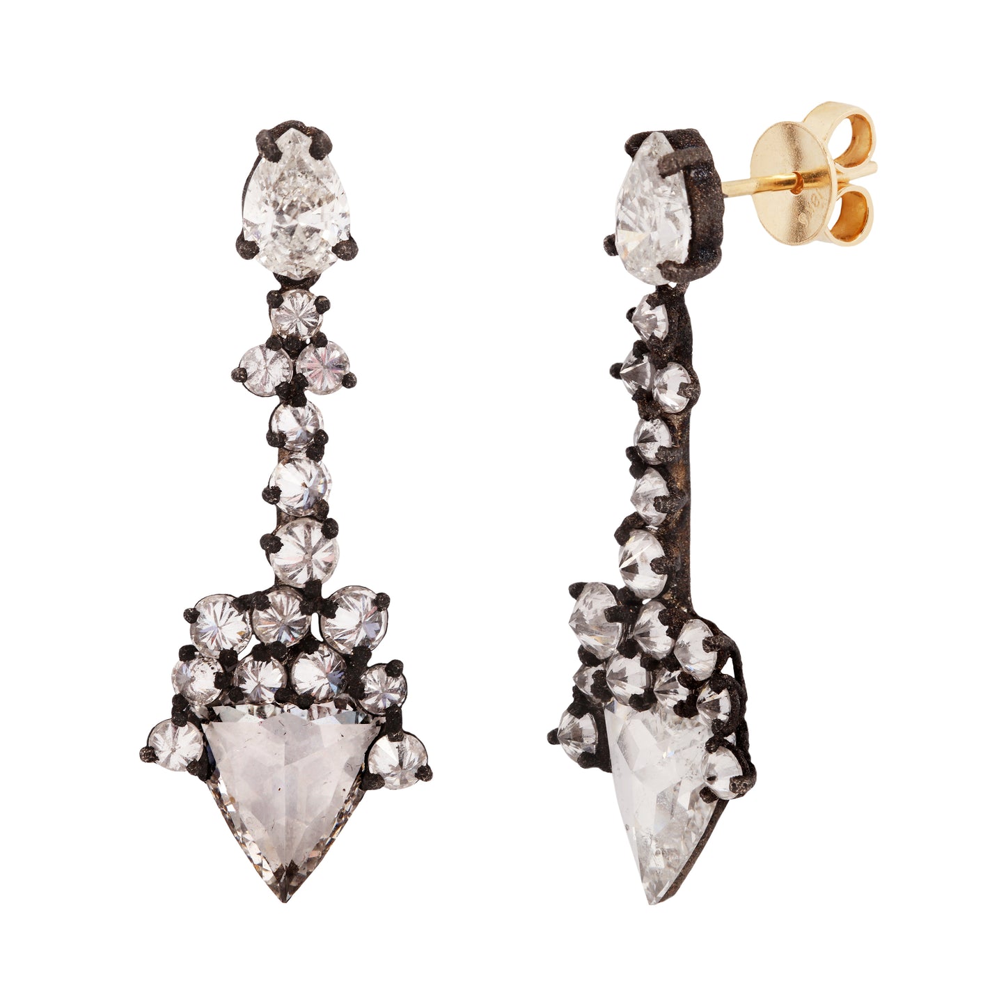 Diamond Cluster Arrow Earrings